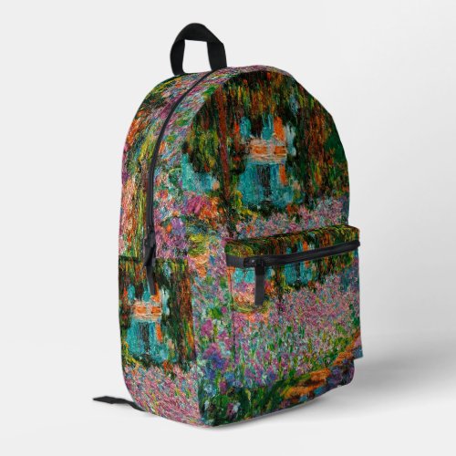 Irises Monet Garden Giverny flowers Printed Backpack