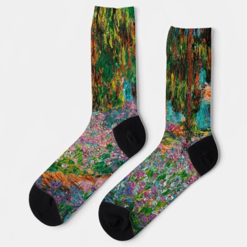 Irises Monet Garden Giverny flowers Socks