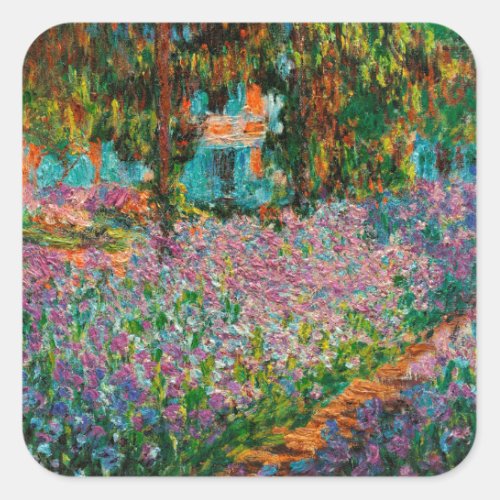 Irises Monet Garden Giverny flowers Square Sticker