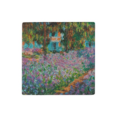 Irises Monet Garden Giverny flowers Stone Magnet