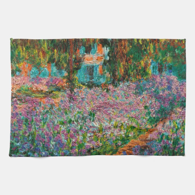 Irises Monet Garden Giverny flowers Towel (Horizontal)