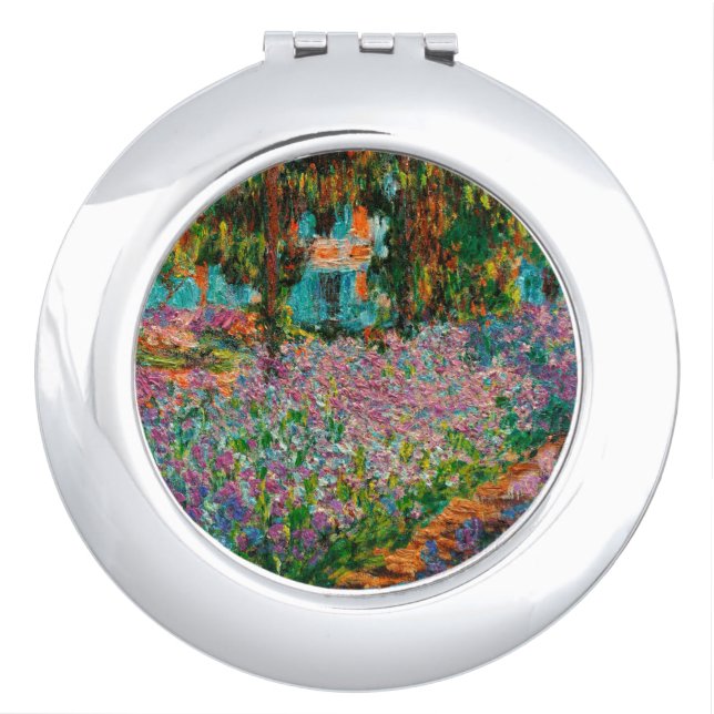 Irises Monet Garden Giverny flowers Vanity Mirror (Front)
