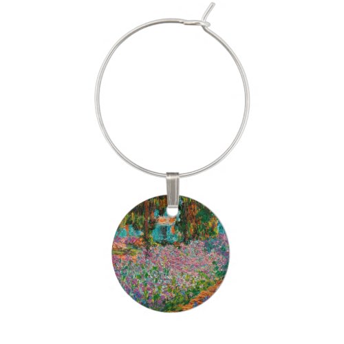 Irises Monet Garden Giverny flowers Wine Glass Charm