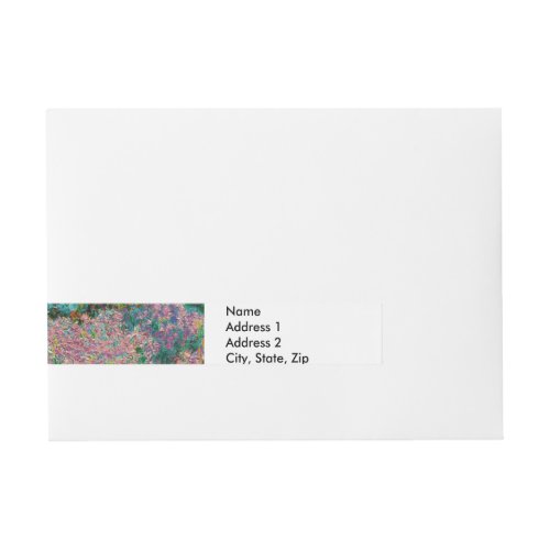 Irises Monet Garden Giverny flowers Wrap Around Address Label