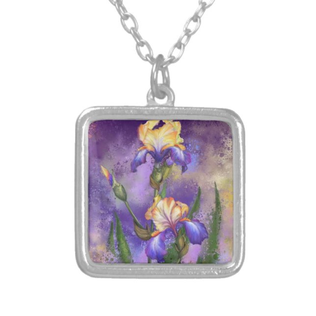 Irises Necklace Painted (Front)