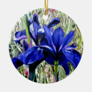 Irises oil painting ceramic ornament