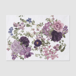 Irises, Orchids, Roses in Purple Decoupage Tissue Paper