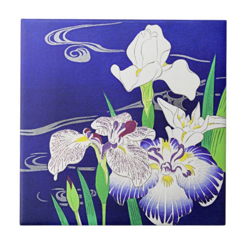 Irises painting by Kogyo Tsukioka Ceramic Tile