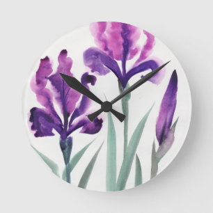 Irises Round Clock
