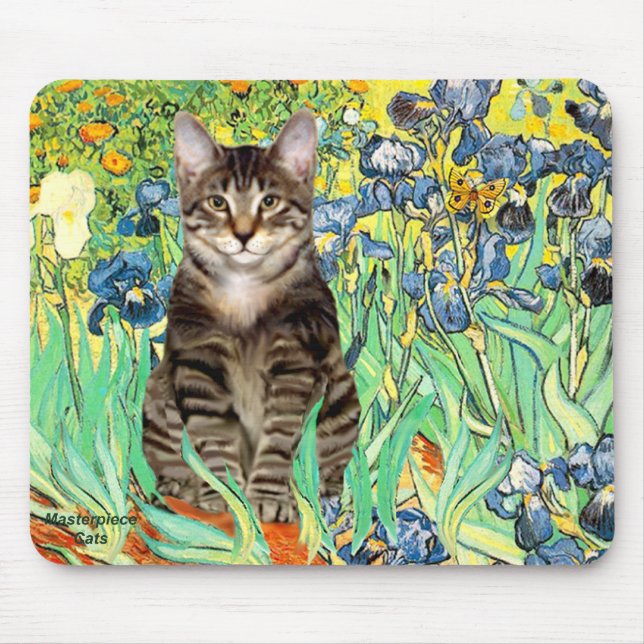Irises - Tabby Tiger cat 30 Mouse Pad (Front)