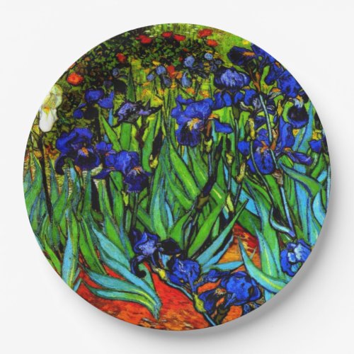 Irises Van Goghs famous floral painting Paper Plates