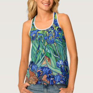 Irises Vincent van Gogh Blue Flower Field Art Tank Top