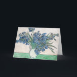 Irises | Vincent van Gogh Card<br><div class="desc">Irises (1890) | Original artwork by Dutch post-impressionist artist Vincent Van Gogh (1853-1890). The painting depicts a still life with a full bouquet of blue flowers on a green tabletop against a creamy white background.

Use the design tools to add custom text or personalize the image.</div>