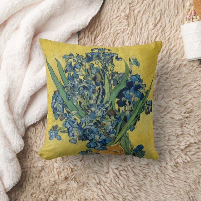 Irises - Vincent van Gogh Fine Art  Throw Pillow (Blanket)