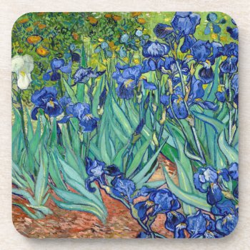 Irises Vincent Van Gogh Floral Vintage Painting Beverage Coaster by Then_Is_Now at Zazzle