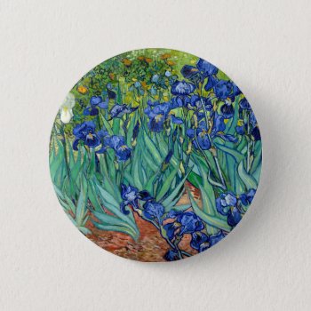 Irises Vincent Van Gogh Floral Vintage Painting Button by Then_Is_Now at Zazzle