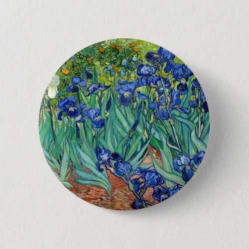 Irises Vincent van Gogh Floral Vintage Painting Button