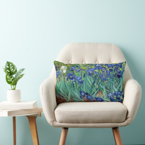 Irises Vincent van Gogh Floral Vintage Painting Lumbar Pillow