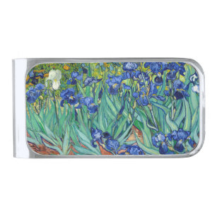 Irises Vincent van Gogh Floral Vintage Painting Silver Finish Money Clip