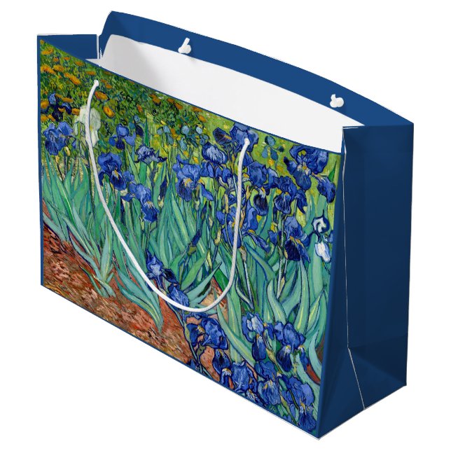 Irises Vincent van Gogh Flowers Fine Art Painting Large Gift Bag (Back Angled)