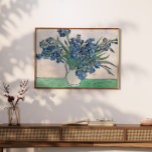 Irises | Vincent van Gogh Framed Art<br><div class="desc">Irises (1890) | Original artwork by Dutch post-impressionist artist Vincent Van Gogh (1853-1890). The painting depicts a still life with a full bouquet of blue flowers on a green tabletop against a creamy white background.

Use the design tools to add custom text or personalize the image.</div>