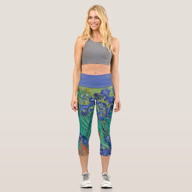 Irises Vincent van Gogh High Waisted Capris (Front)