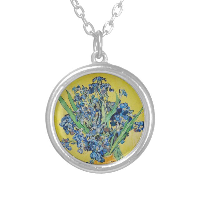 Irises  Vincent van Gogh  Silver Plated Necklace (Front)