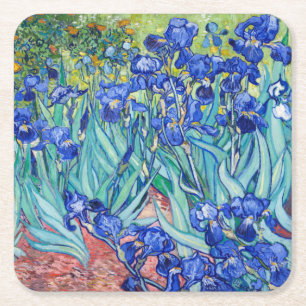 Irises Vincent van Gogh Square Paper Coaster