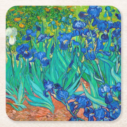 Irises Vincent van Gogh Square Paper Coaster