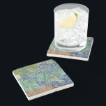 Irises | Vincent Van Gogh Stone Coaster<br><div class="desc">Irises (1889) by Dutch post-impressionist artist Vincent Van Gogh. Original landscape painting is an oil on canvas showing a garden of blooming iris flowers. 

Use the design tools to add custom text or personalize the image.</div>