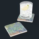 Irises | Vincent Van Gogh Stone Coaster<br><div class="desc">Irises (1889) by Dutch post-impressionist artist Vincent Van Gogh. Original landscape painting is an oil on canvas showing a garden of blooming iris flowers. 

Use the design tools to add custom text or personalize the image.</div>