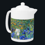 Irises  Vincent van Gogh    Teapot<br><div class="desc">Irises (1889) Vincent van Gogh. Cute summer landscape. Blue irises bloom in a flowerbed in a green garden. Reproduction of famous works of art  images in the public domain.</div>