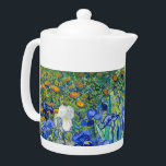 Irises  Vincent van Gogh    Teapot<br><div class="desc">Irises (1889) Vincent van Gogh. Cute summer landscape. Blue irises bloom in a flowerbed in a green garden. Reproduction of famous works of art  images in the public domain.</div>