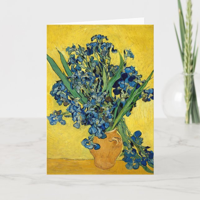 Irises Vintage Van Gogh Floral Painting Card (Front)