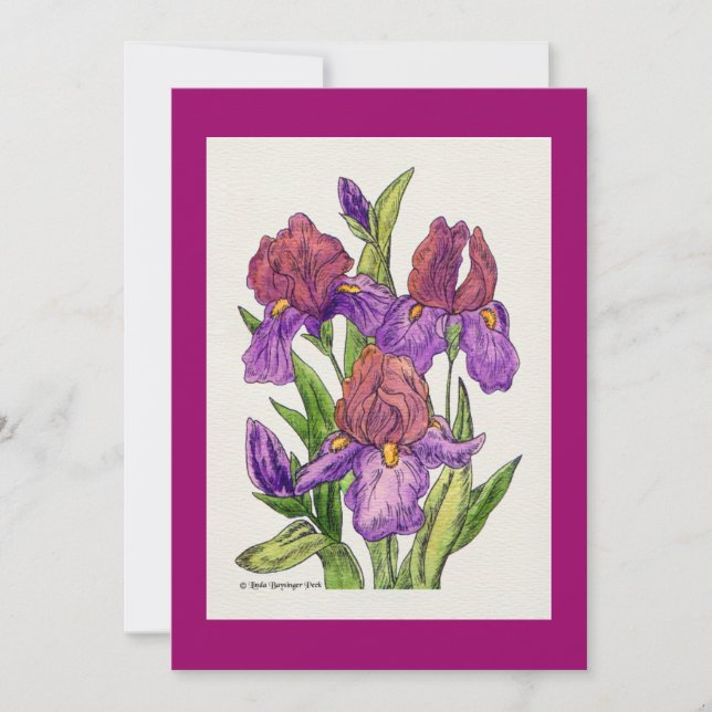 Irises Watercolor Invitation (Front)
