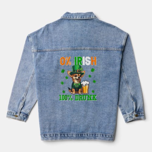Irish 100 Percent Drunk St Patrick s Day Chihuahua Denim Jacket
