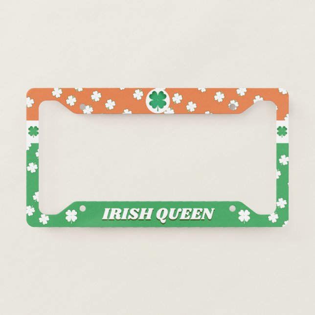 IRISH 4 Leaf Clover Pattern on License Plate Frame (Front)