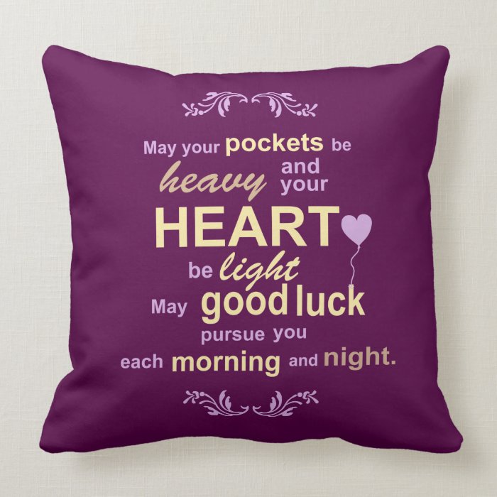 Irish Abundance Happiness and Good Luck Blessing Pillows