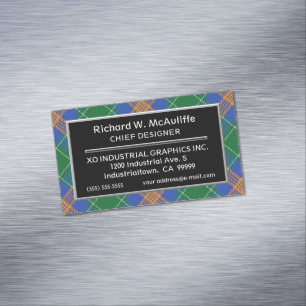 Irish Accent Clan MacAuliffe McAuliffe Tartan Business Card Magnet