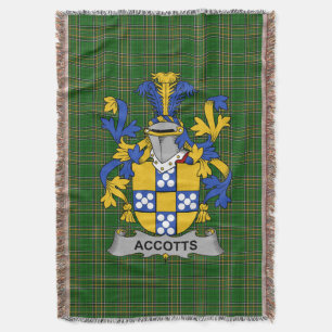 Irish Accotts Coat of Arms Family Crest Ireland Throw Blanket