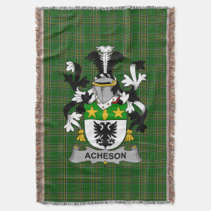 Irish Acheson Coat of Arms Family Crest Ireland Throw Blanket