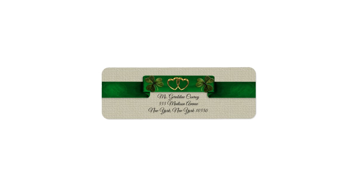 Irish address labels shamrocks and ribbons Zazzle