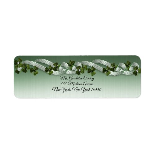 Irish address labels shamrocks and ribbons