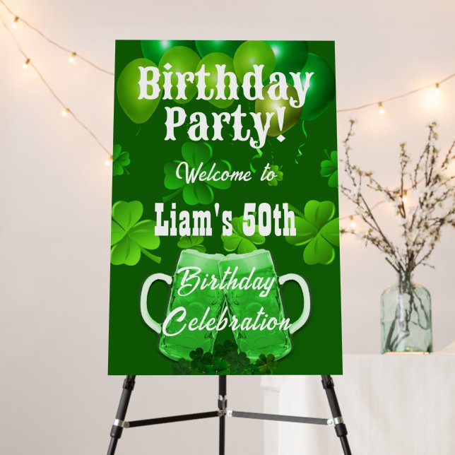 Irish Adult Birthday Party Welcome Foam Board (In Situ (Stand))