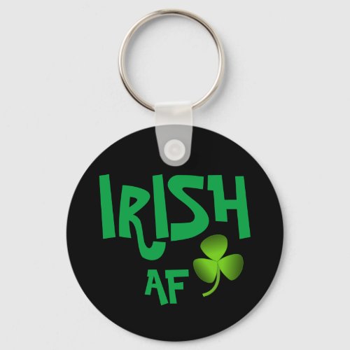 Irish AF Shamrock Black Keychain
