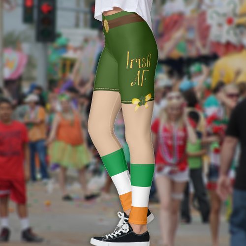 Irish AF St Patricks Day Novelty Funwear Leggings
