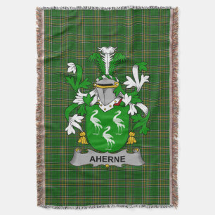Irish Aherne or Mulhern Coat of Arms Family Crest Throw Blanket