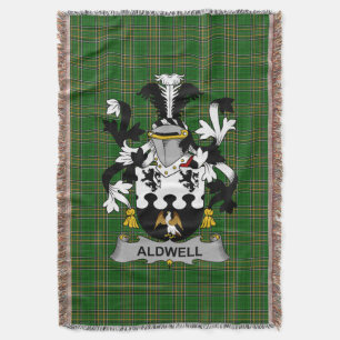Irish Aldwell Coat of Arms Family Crest Ireland Throw Blanket