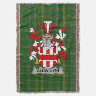 Irish Aldworth Coat of Arms Family Crest Ireland Throw Blanket