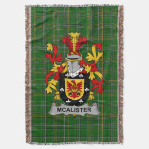 Irish Alister or McAlister Coat of Arms Family Cr Throw Blanket